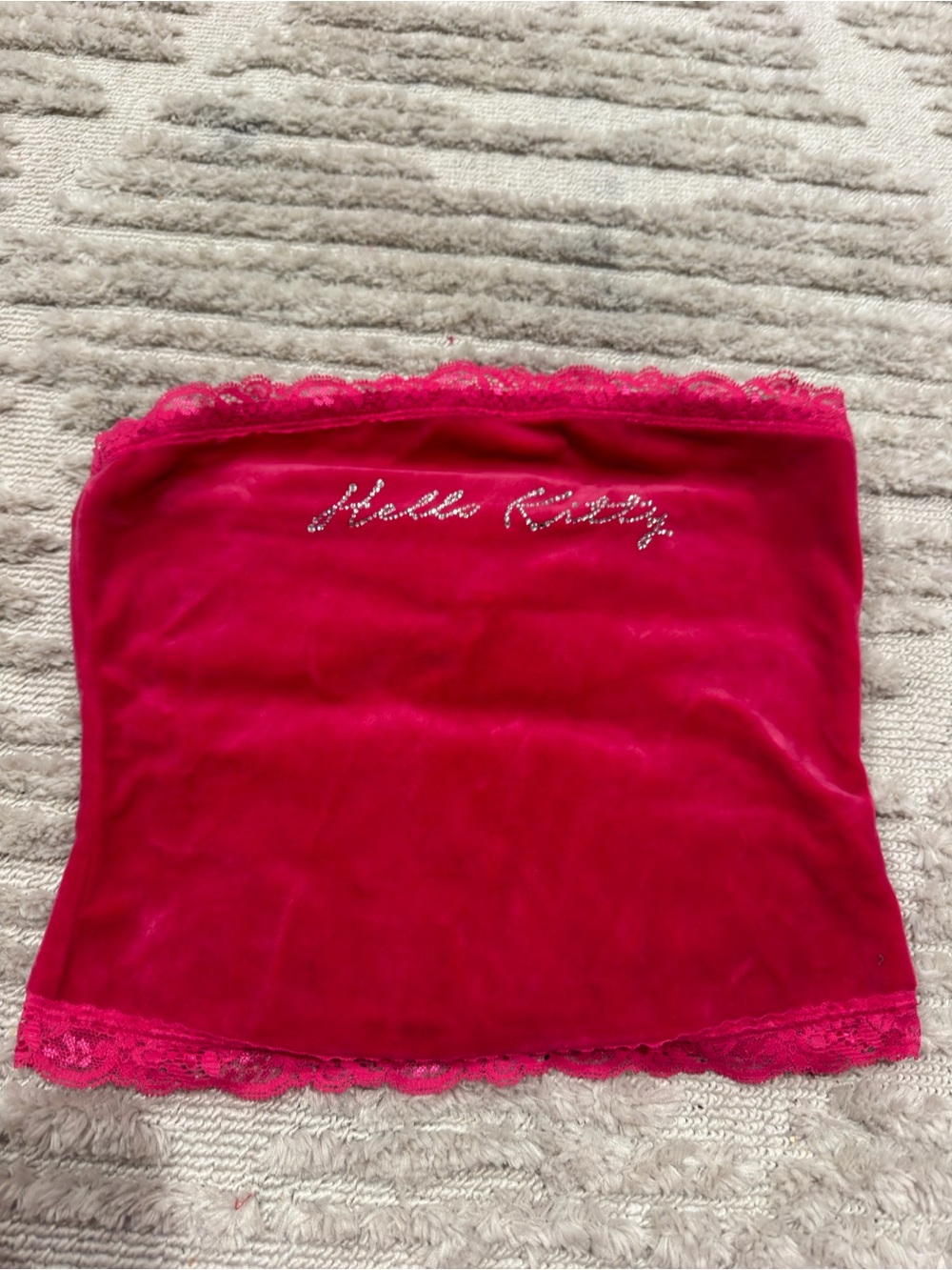 Hello Kitty Hot Pink Lace Trim Tube Top